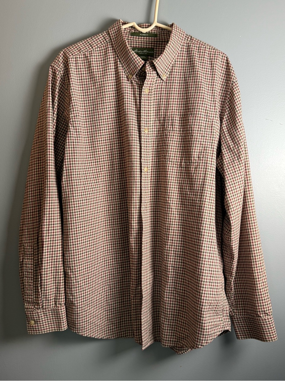 Eddie Bauer Relaxed Fit Mens Long Sleeve Button Down 100% Cotton Shirt Sz L